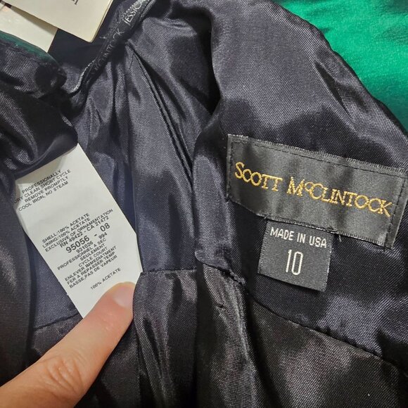 VTG 90s Scott McClintock Green Velvet & Satin Formal Gown L/10 Two Piece Glam - Picture 4 of 11